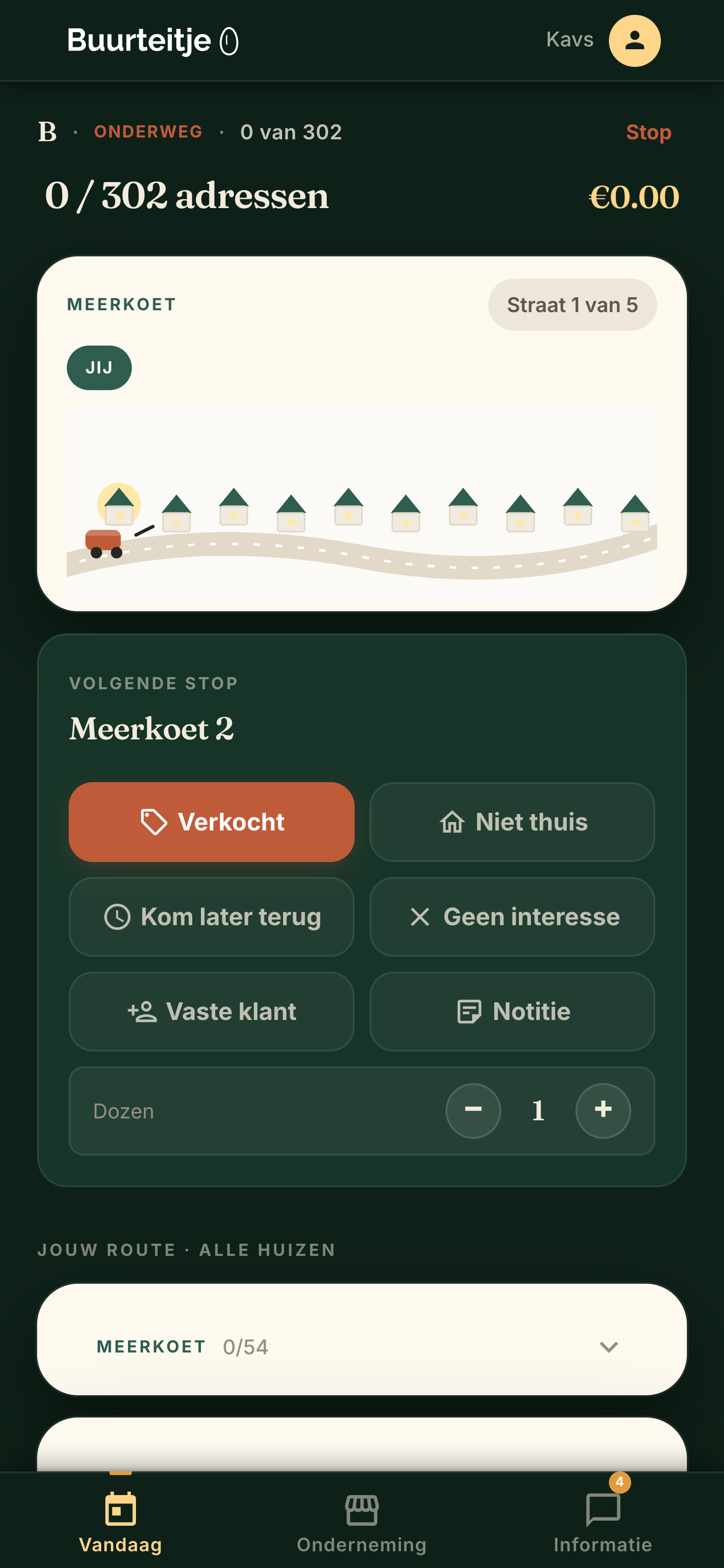 Het scherm van de Buurteitje-app