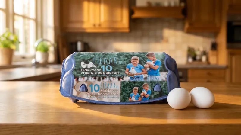 Een doos met tien vrije-uitloopeieren van Eibaar